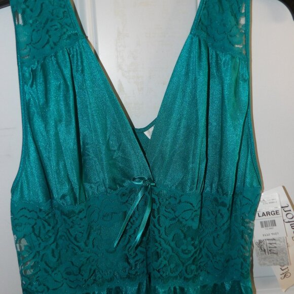 Vintage Adonna Nightgown Jade Nylon Spandex Stretch Bodice Gown Size Large NWT - Picture 5 of 7